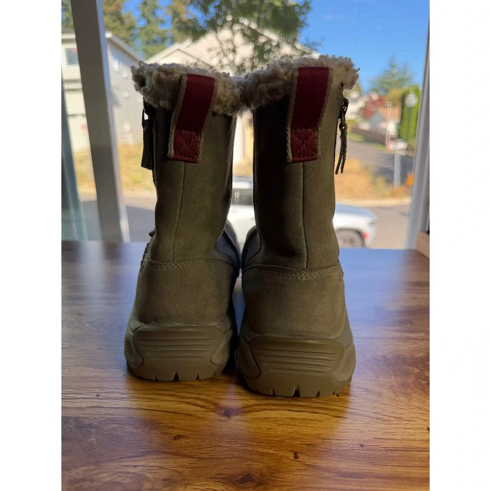Merrell Icepack 2 Polar Zip Waterproof Winter Boots Olive Suede Faux Fur 10
